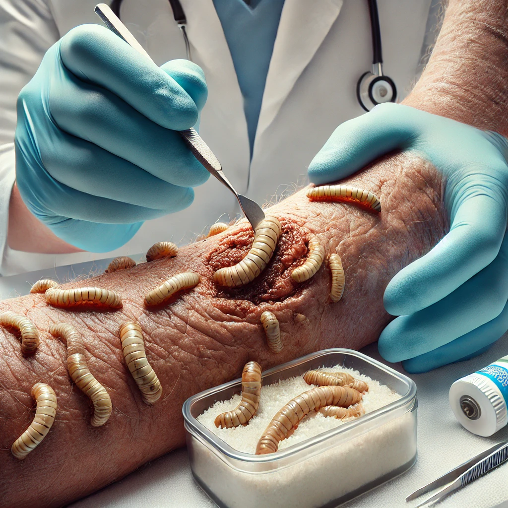 medical-professional-carefully-applying-sterilized-maggots