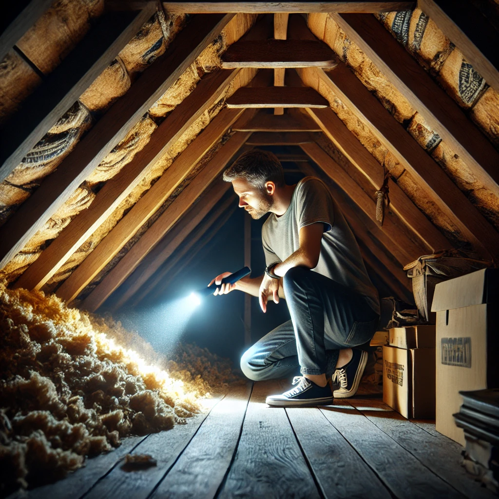 person-inspecting-their-attic-with-a-flashlight