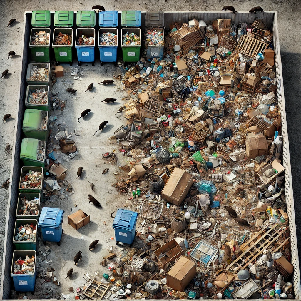 well-organized-landfill-site-with-neatly-arranged-waste-and-recycling-bins